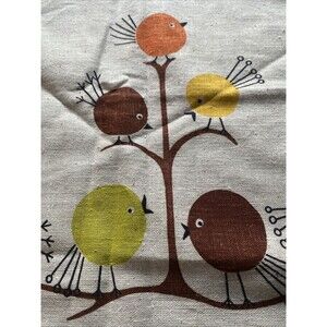 Vintage Flock O Fun Bird Fabric Panel from Make Your Own Apron Kit 1969 Retro